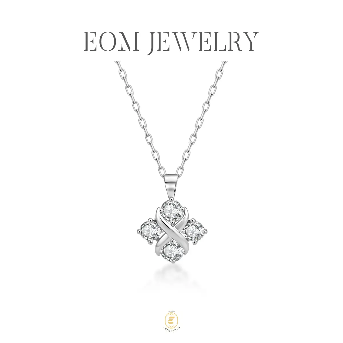 Moissanite Infinite Romance Four Stone Pendant Necklace Silver-Plated Jewelry for Women Wedding Engagement Anniversary Valentine's Day Birthday Gift for Her Daily Wear