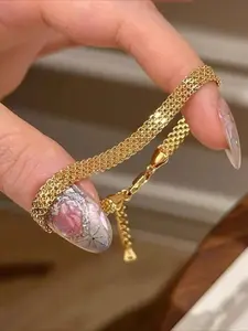 Elegant Stainless Steel Vintage Metal Braided Bracelet, Fashionable Bracelet, Stainless Steel Wrist, Simple Style Women's Chain for Daily Wear & Party Gifts