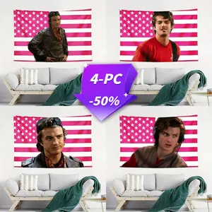 Steve Harrington & Joe Keery Pink American Flag Wall Decor, Indoor Wall Tapestries, Room Decoration, Single-Sided Polyester Flag
