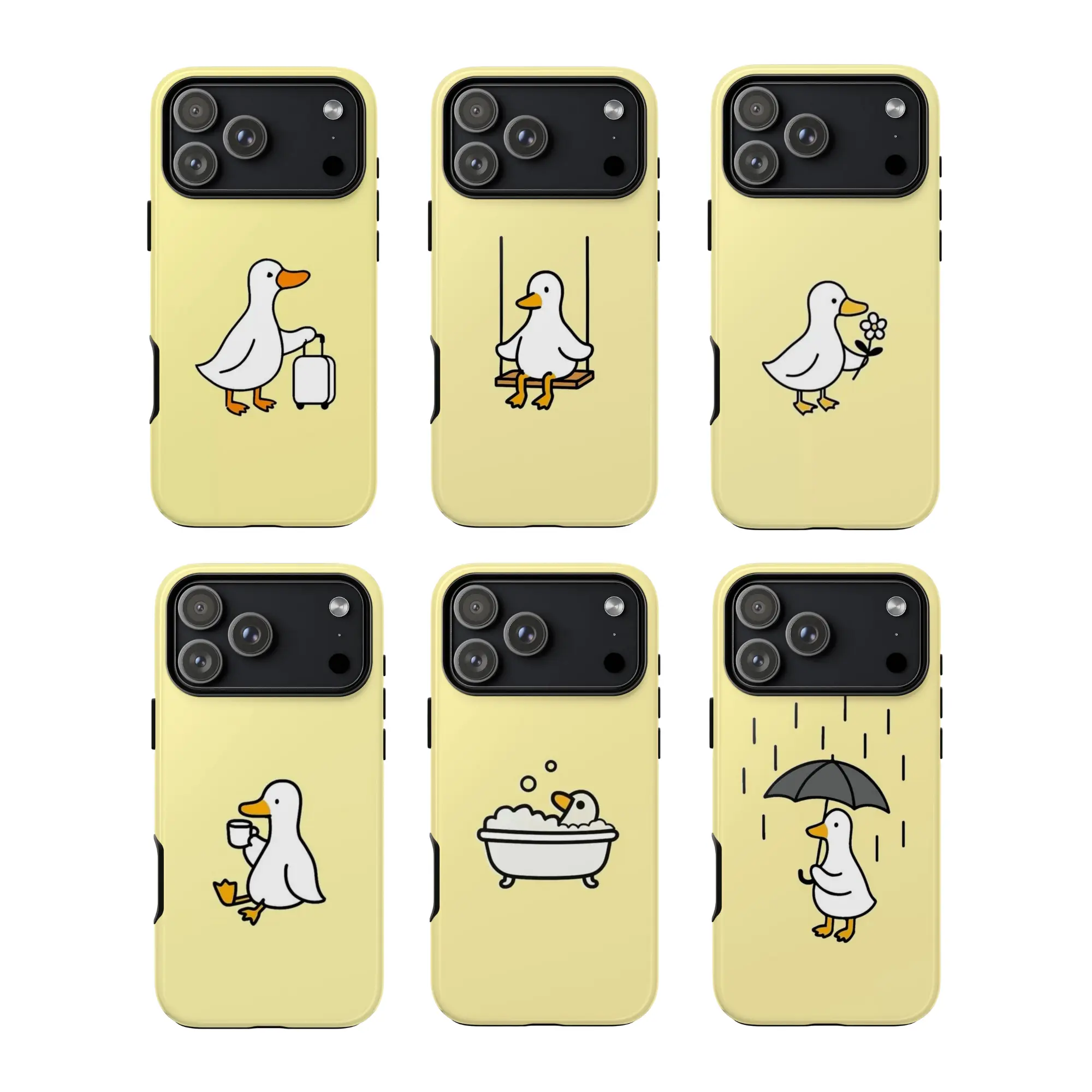 Cute Duck Phone Case – Minimal Yellow Aesthetic| Funny Animal  Phonecase for 17 16 15 14 13 12 Pro Max, Gift Idea
