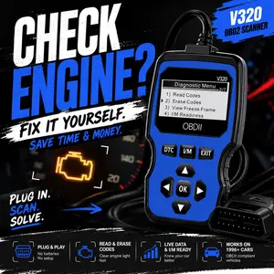 V320 Car Obd2 Scanner with Code Reset, Diagnostic Tool for Cars & Trucks, Checks Engine Fault Codes, Data Stream, I/m Readiness Test