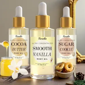 Smooth Vanilla & Cocoa Butter & Suger Cookie Scented Body Oil, Fragranced Body Oil, Milk Fragrance, Lightweight Skin, Moisturizing Nourishing, Soft Radiant Skin, Liquid Form