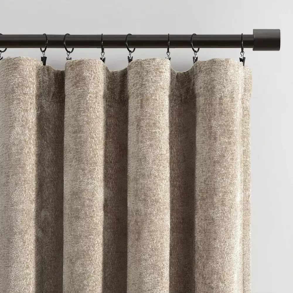 Lush Décor Aspen Luxury Velvet Chenille Window Curtain Panel Neutral Single 52x84, Home Decorative Curtain, Window Drapes