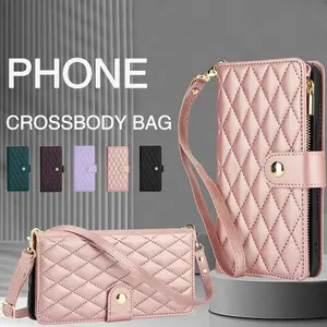 HISTORYOO For iPhone 17 Pro Max 16 15 Plus 14 13 12 Pro Wallet Case Crossbody PU Leather Cash Slot Zipper Purse with Credit Card Slot Holder Carrying Handbag Stand Phone CaseAdjustable Lanyard Detachable Strap Wrist for Women Ladies