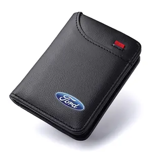 Car Emblems Soft Wallet Leather Mini Credit Card Purse, Portable Small Wallet for Ford F150 Ranger Fiesta Focus Transit Mustang Mondeo