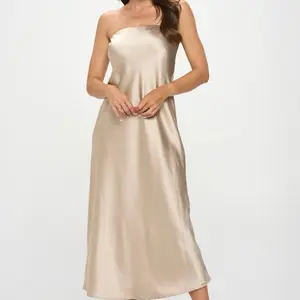 Silky Satin Tube Draped Dress