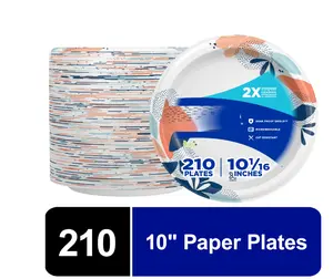 Everyday 10" Disposable Paper Plates, Multicolor, 210 Count
