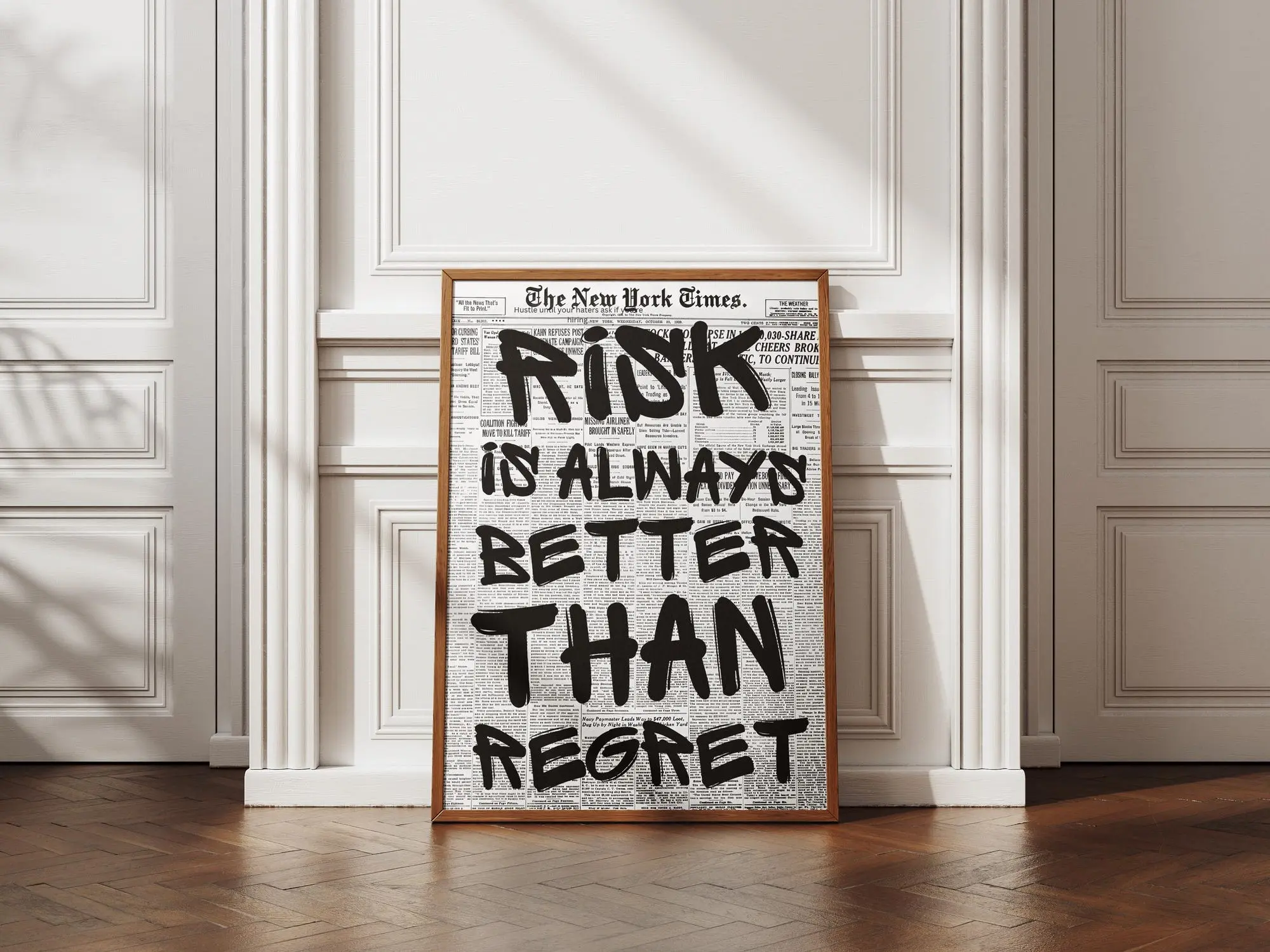 Risk Is Always Better Than Regret Poster Motivational Wall Art Inspirational Quote Print Gymoffice Decor Modern Wall Art