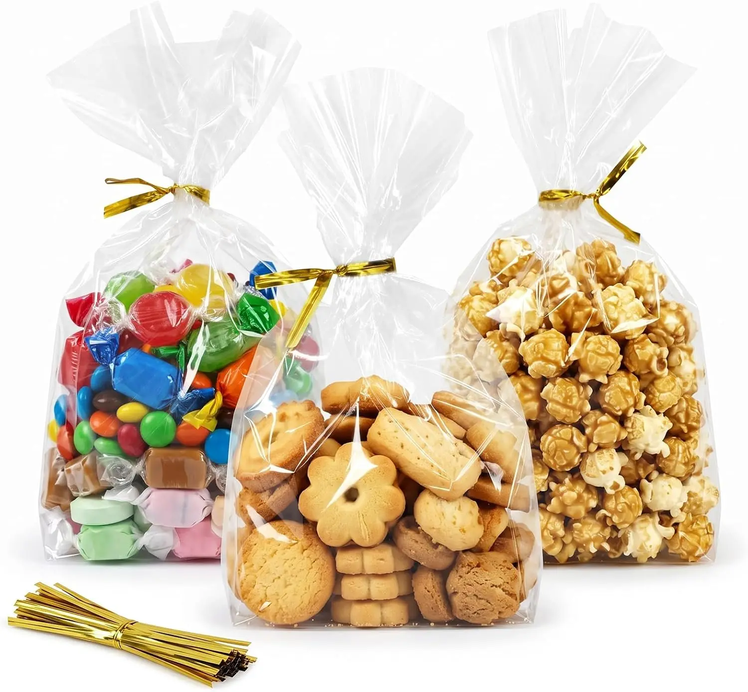 100 Pack Cellophane Treat Bags, 5x7 Inch Clear Self Seal Gift Bags, Waterproof Plastic Treat Bags for Cookies, Candy, Party Favors, Bakery, Popcorn, Snacks & Small Gifts