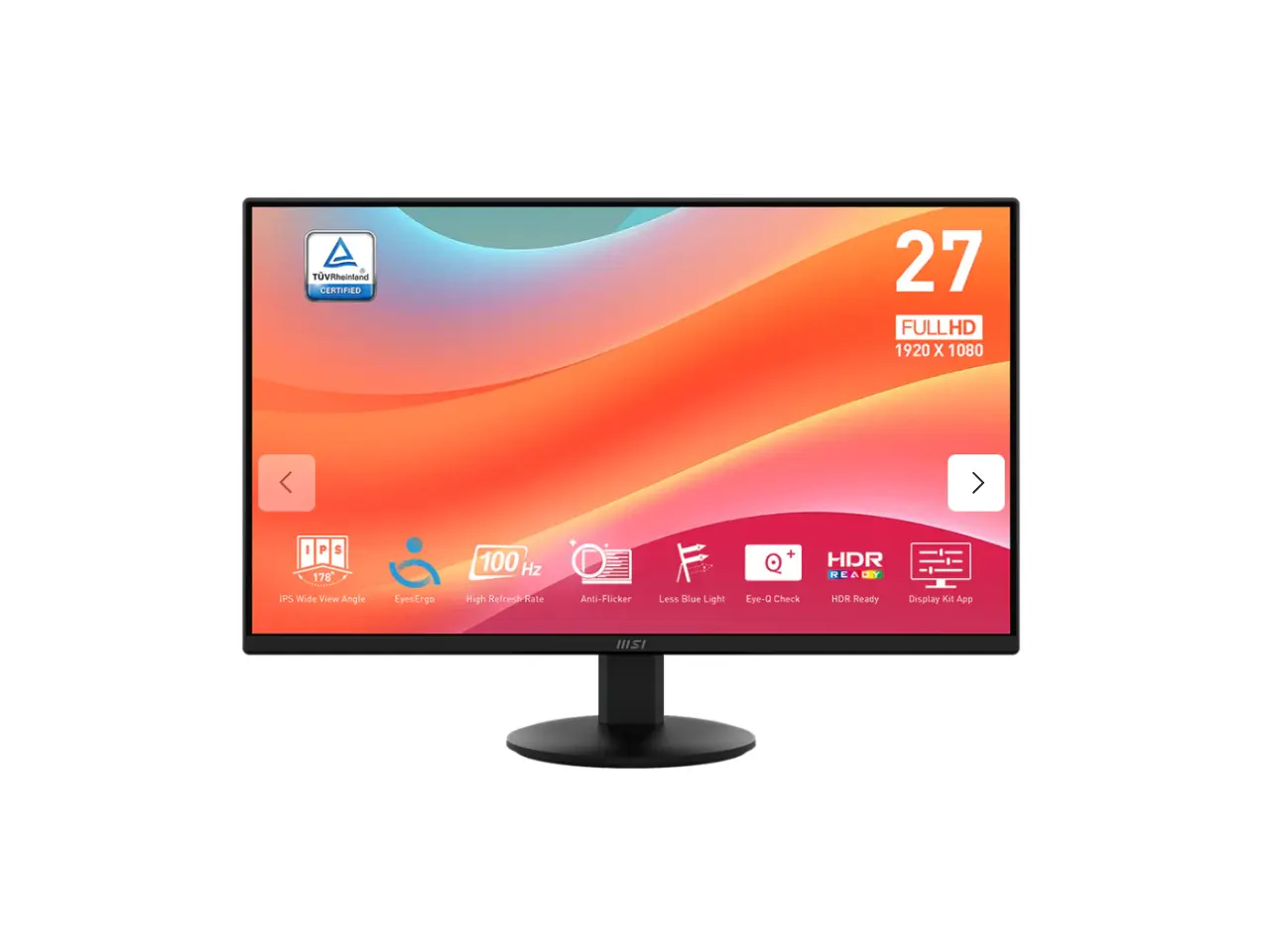 MSI 27 inch Full HD 100Hz IPS Adaptive Sync 1ms Computer Monitor for both work & casual gaming PRO MP272LE MSI 27 inch Full HD 100Hz IPS Adaptive Sync 1ms Computer Monitor for both work & casual gaming PRO MP272LE