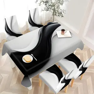 2/4/6/5/7 pieces of fashionable and high-end Dining Chair Slipcover and tablecloth sets, thickened chair cover and tablecloth sets (1 tablecloth + 4 chair covers or 1 tablecloth + 6 chair covers), easy to care for, reusable, for home decoration