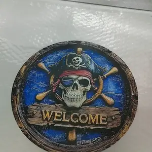 Aluminum Pirate Sign 8x8 Inch Round Coastal Wall Decor Rustic Design For Home Bar Cafe Vintage Theme Art Metal Plaque