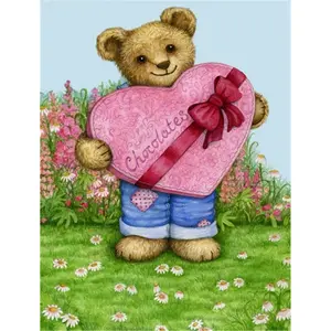 Carolines Treasures  Valentine Teddy Bear with Chocolates Flag Garden Size