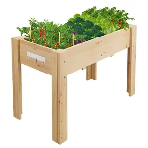 47x30x22 Inch Raised Garden Bed with Legs & Hooks – Elevated Cedar Wood Planter Box with Non-Woven Liner – Ideal for Outdoor Vegetable & Herb Growing – Patio & Backyard Standing Planter