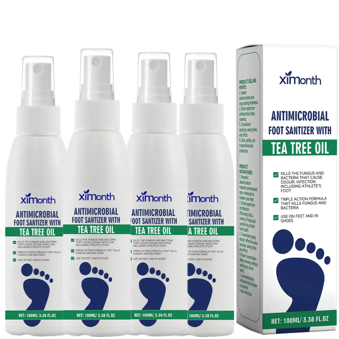 【Buy 2 Get 2】Antifungal Foot Spray with Tea Tree Oil 3.38 fl oz (100ml),Clinically Tested for Athlete's Foot,Stops Itching,Fights Odor&Fungus,Long-Lasting Protection,Moisturizing Foot&Nail Sanitizer Spray for Dry Feet,Shoe Freshness Spray depies