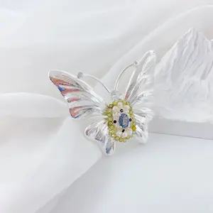 Handmade New Chinese Silver Sand Butterfly Brooch | Silver Sand Butterfly with Pearl & Gemstones, Chinese Retro Style, Inject Exquisite Oriental Detail into Outfits #HandmadeJewelry #OrientalDesign #PearlFashion #RetroChic #ChineseLuxury