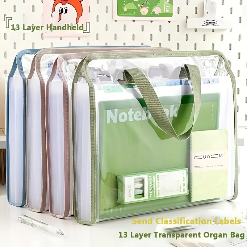 1PC Student file bag accordion bag folder large capacity Portable Versatile Storage Bag Storage Pouch test paper storage bag Organizer Portable Storage Bags