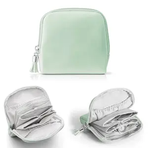 Mint Green Jewelry Storage Bag with Zipper Closure & Inner Pockets for Organized Accessories Secure Storage Easy Access Practical Everyday Use