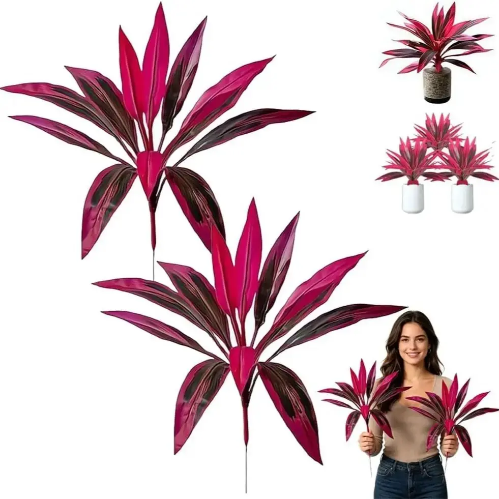 3pcs Outdoor Sun-Resistant Artificial Plant Set, Boston Fern, Dragon Blood Tree, Agave, Artificial Hanging Ferns, Garden Wedding Hotel Anniversary Decorative Fake Plants, Faux Flower Plants