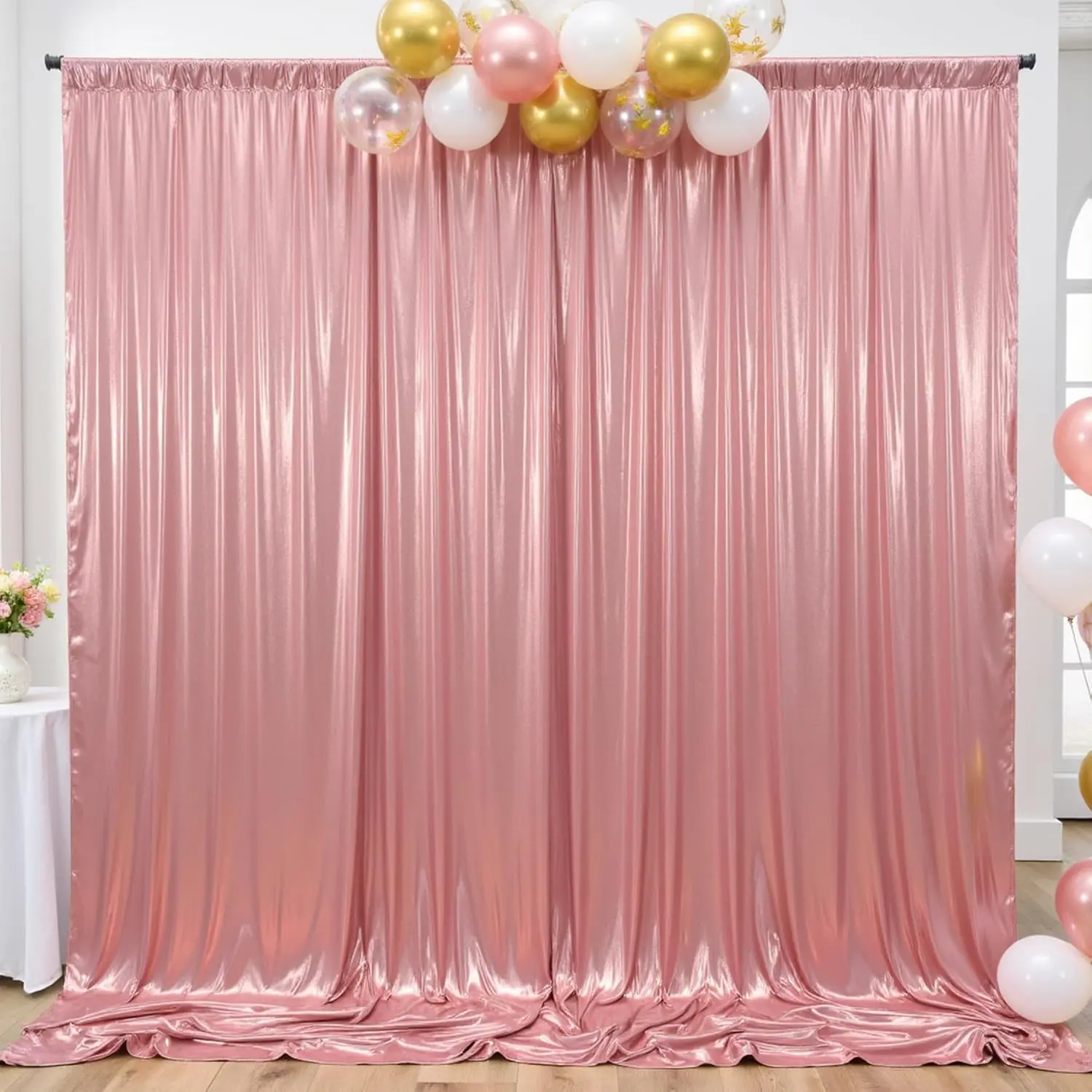 10x10ft Rose  Backdrop Curtains Wedding Party Glitter Sequin Curtain Backdrop Fabric Shimmer Drapes Backdrop Bridal  Shower Birthday Christmas Photoshoot Background Photography 5x10FT,2 Panels