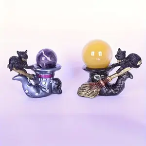 Magic Cat Base Crystal Ball Display Stand, Glass Sphere Holder, Room Decoration, Vintage Style Crystal Ball Stand, Office Desktop Decor