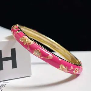 Ivory Élan Enamel Floral Accessories Bracelet, Alloy, Bangle
