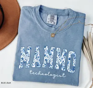 Mammo Technologist Shirt, Blue Toile Mammo Tech Tshirt, Floral Mammography Technologist Tee, Mammo Tech Gift for Radiology,