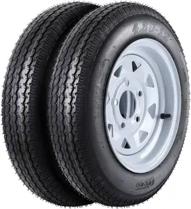 2-Pack Trailer Tires On Rim 4.8-12 480-12 4.80 X 12 4.80-12 Range C 5 Lug Load 6 PLY For travel / camper / Cargo / Utility / Boat / Hauler Trailer / Lawn
