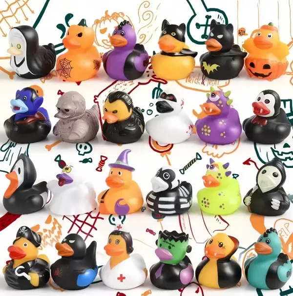 24 Pack Halloween Rubber Ducks Toys Bath Toys for Kids Toddlers Halloween Treat Bags Halloween Party Favors Gifts