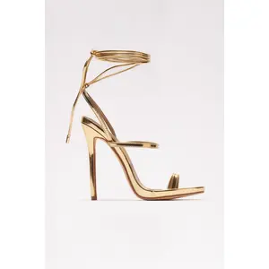Trisha Metallic Wrap Up Heeled Sandals - Gold