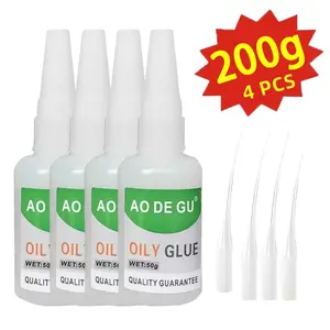 4-Bottle 200g High-Strength Oily Welding Super Adhesive with Anti-Clog Cap, Precision Tip, Quick Fix Fast-Curing Universal Glue for Metals, Plastics - Home Care Supplies Moth Mold & Damp Proofing Companion