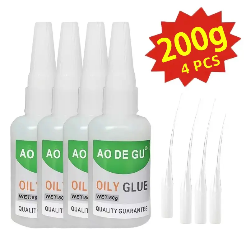 4pcs(200g) High-Strength Oily Welding Super Glue with Anti-Clog Cap, Precision Tips, Quick-Curing Formula - Home Repair, Industrial, Automotive Quick Fix; Easy-to-Use, No-Mess Home Care Supply for Metals, Plastics, Ceramics, Moth Mold & Damp Proofing