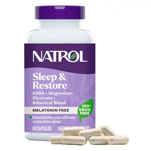 Natrol Sleep & Restore Capsules with Magnesium Glycinate 100mg, GABA, Essential for Your Ultimate Restorative Sleep, Melatonin-Free, 30 Day Supply