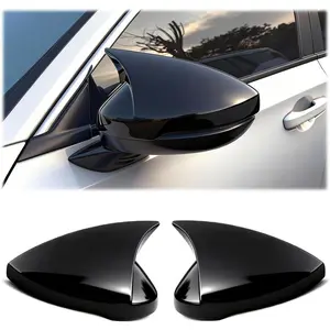 for Honda 11th Gen Civic 2022 2023 2024 2025 2026 Car Ox Horn Side Rearview Mirror Cover Wing Mirror Caps Trims Auto Exterior Decoration Accessories (With Turn Signal Bright Black)