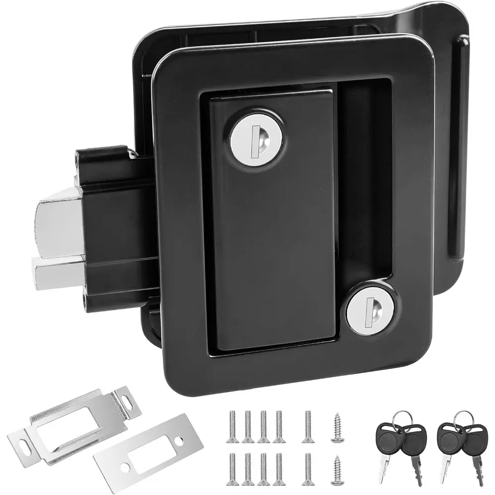 Entry Door Lock Replacement-Upgrade Door Latch Handle With Paddle Deadbolt for Outside, Camper Trailer Lock for Cargo Horse, Premium Zinc Alloy Locks for Travel Trailers