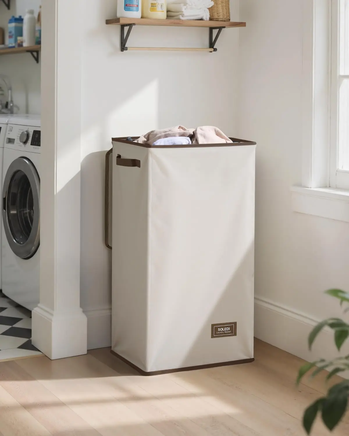 SOLEDI Laundry Hamper with Lid 100L Large & Tall Collapsible Laundry Basket, Clothes Hamper with Bag Removable Easy to Carry, Dirty Hampers for Bedroom, Bathroom, Dorm, College, Grey