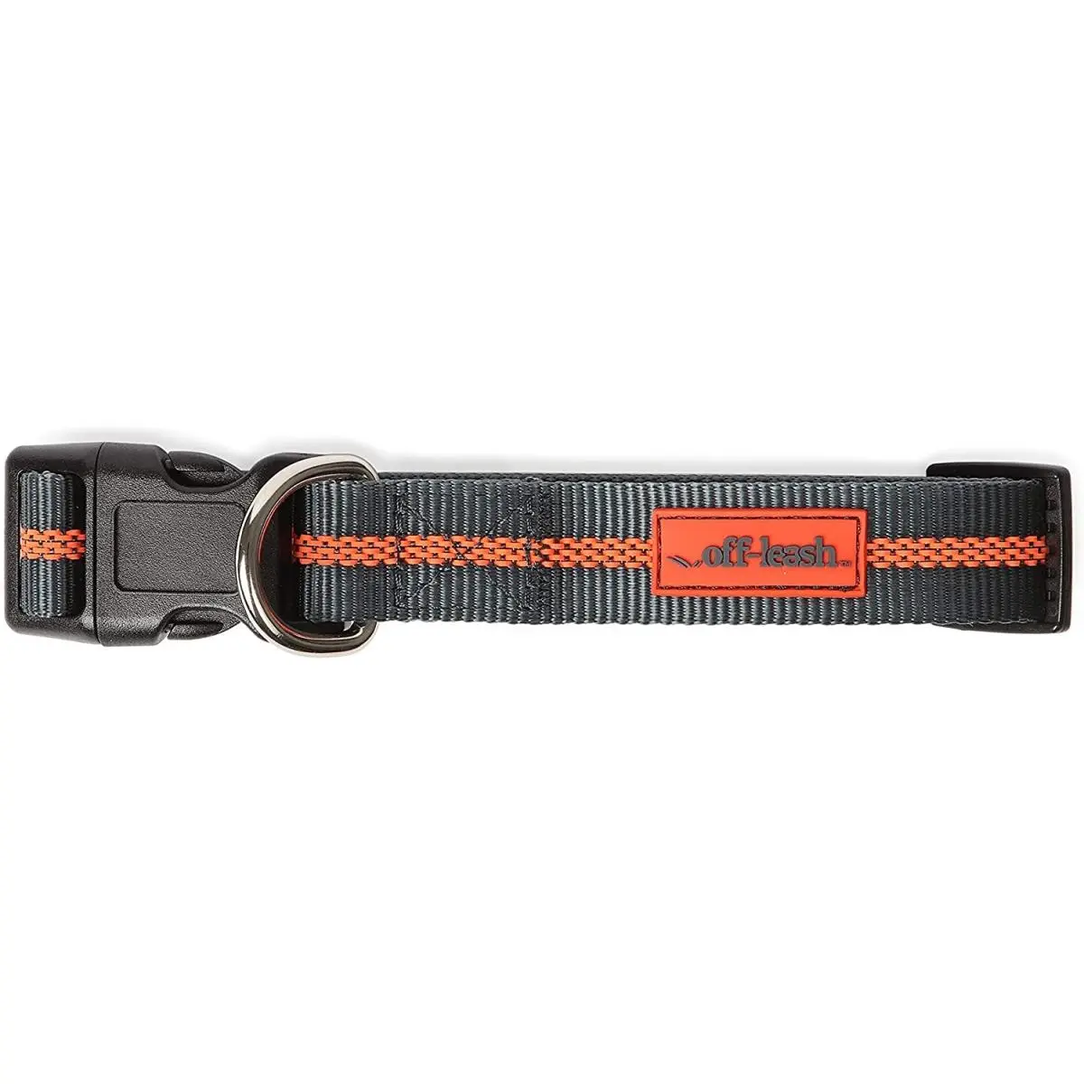 Dexas PWC0204322 Off-Leash Dog Collar - Medium, Reflective Safety Woven Nylon, Size Adjustment, Strong Snap Latch for Early Morning, Evening Walks