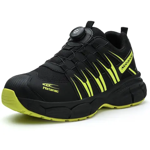 NETANAC Industrially Hardened Steel-Toe Work & Safety Footwear for Men, Fabric-Synthetic Wedge Sneakers with Kevlar Midsole, Quick Laces, Rugged Rubber Grip, Anti-Collision, Water-Resistant, Breathable, Non-Slip Design, Hard-Toe Work & Safety Footwear
