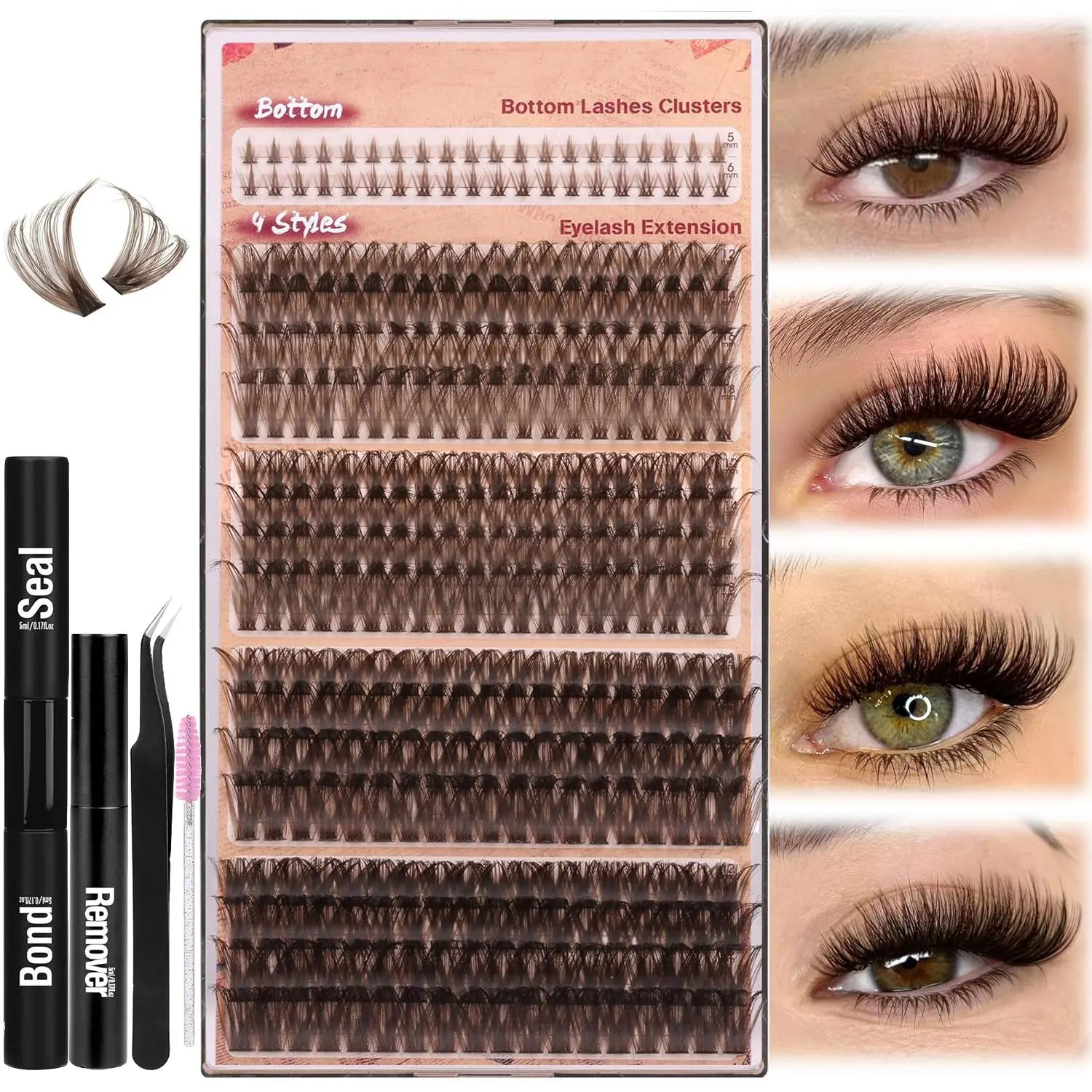 Individual False Eyelashes with Glue & Tweezers & Remover & Brush, 1 Set Natural Look Eyelash Extensions, Self Grafting Curling Fake Eyelashes, Makeup, Diy Eyelash Extensions, Lashes Extension Kit, Diy Personal Lashes, Diy Volume Eyelashes