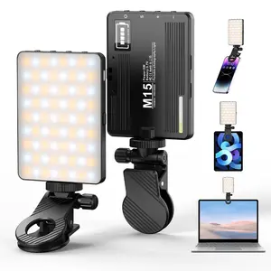 M15 Rechargeable Clip-On Selfie Light for Phone Laptop & Tablet Adjustable Light Modes 3000K-6500K 10 Brightness Levels Perfect for Video Calls Makeup Live Streaming and Photos