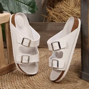 Women's Trendy Sandals Adjustable Buckle Thick - Soled Cork Slides Footwear Slippers
