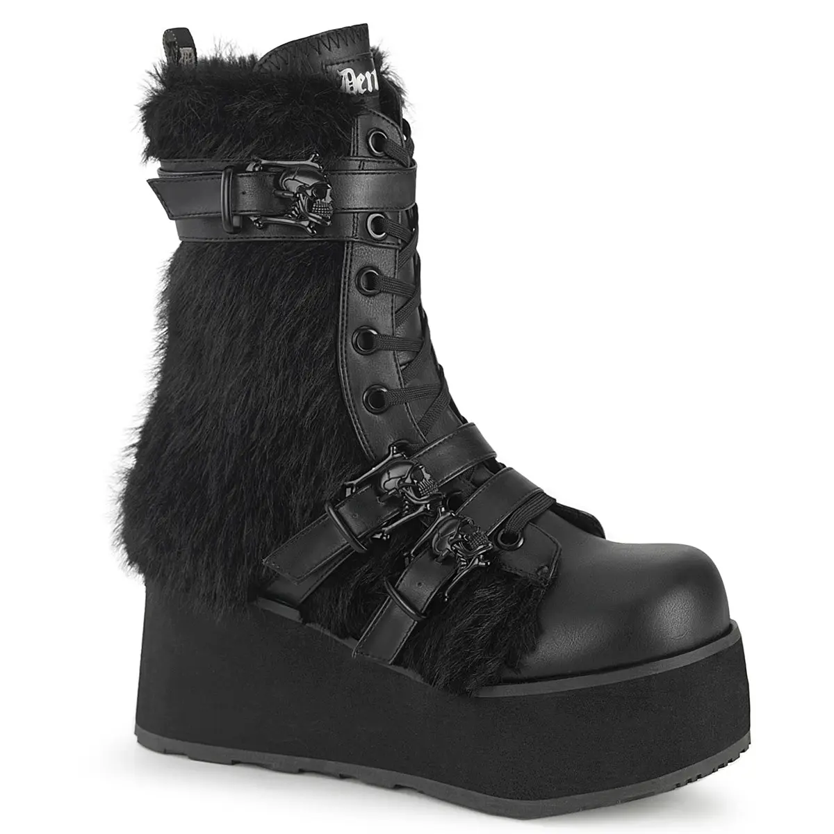 Demonia Men's Trashville-218 Black Vegan Leather-Faux Fur Knee-high Boots Demonia Men's Trashville-218 Black Vegan Leather-Faux Fur Knee-high Boots