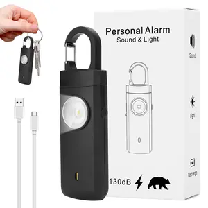 Personal Safety Alarm Keychain | 130dB Extra Loud Siren with Strobe Light | 2-in-1 Alarm & Light Rechargeable Self Defense Alarm for Women & Students for Night Walking Outdoor Travel