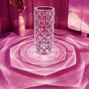 Artificial Crystal Table Lamp, USB Powered, Color Changing Desk Light with Remote Control, Night Lamp for Bedroom Living Room Decor