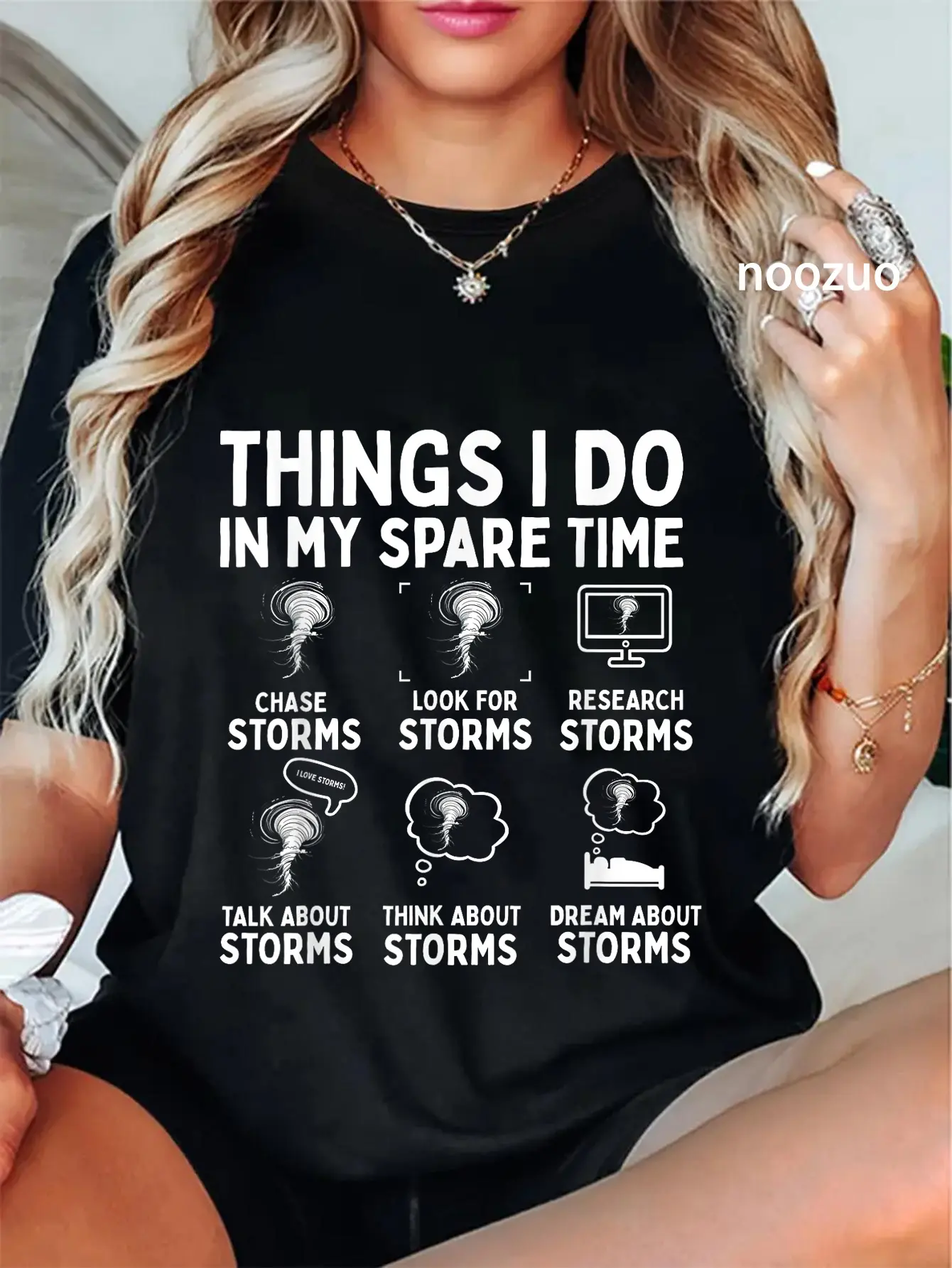 Women's 100% Cotton Short-Sleeve Graphic Streetwear Top, Unisex Everyday Tornado Chasing Funny Twister Theme T-Shirt, Shortsleeve, Tshirt, Vintage, Casual, Unisex Cut, Round Neck