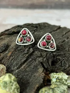 Handmade Sterling Silver Dahlia Rose Post Studs with Signed Nizhoni (9)