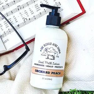 One Blessed Acre Farm Goat Milk Lotion, Hand Cream & Body Lotion Orchard Peach Scent Natural All Ages Non-Greasy Non-Scented Gentle Moisturizing