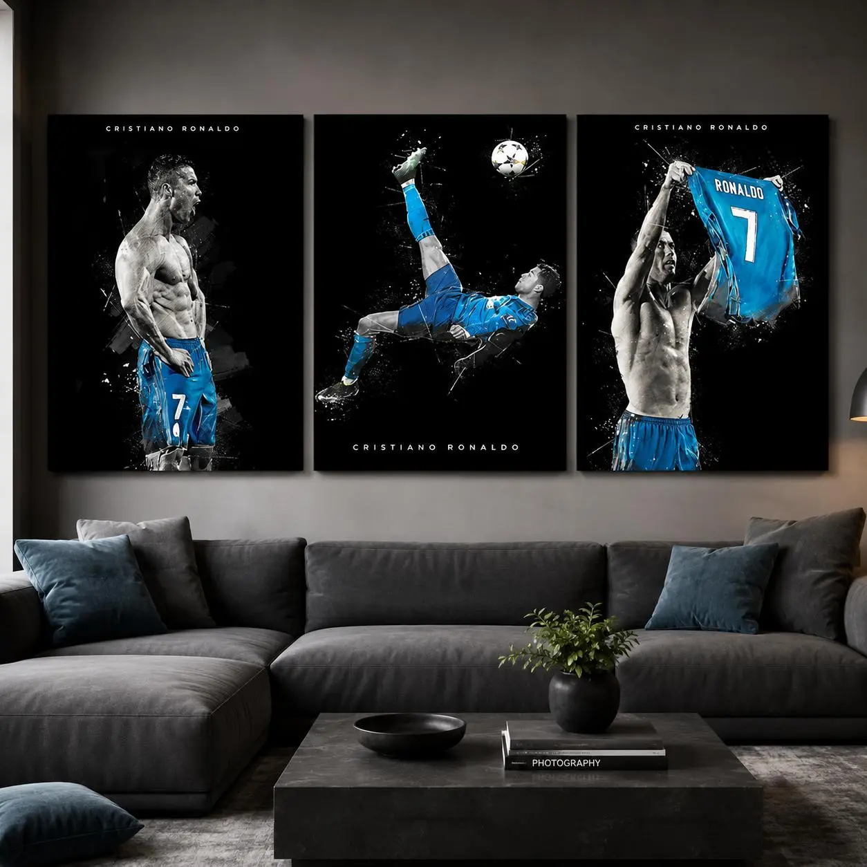 3PCS Famous Football Star Posters – Canvas Wall Art for Home & Living Room, Modern Soccer Decor, Fans Souvenir Gifts