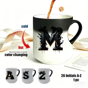 A-Z Panther Initial Color Changing Mug, 11oz Heat Reactive Magic Coffee Cup, Personalized Gift Mug, Birthday Father's Day gift for father, boyfriend, lovers and he, Drinkware