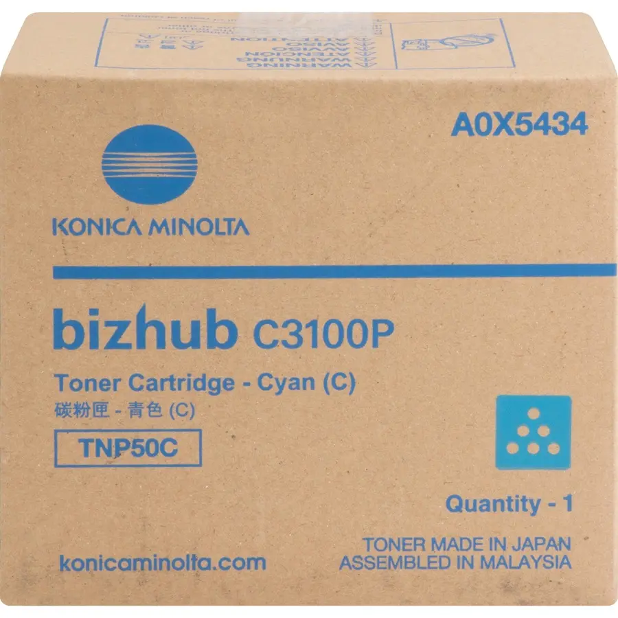 Konica Minolta TNP50C Original Cyan Laser Toner Cartridge - 6000 Pages, for Laser Printing
